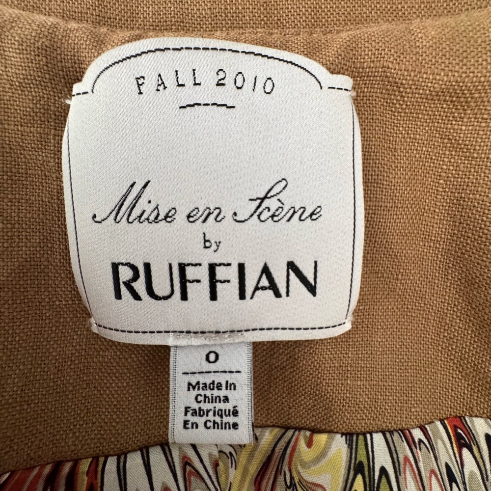 Anthropologie Ruffian Jacket Linen Silk Gold Blazer Asymmetric SZ 0 - Picture 7 of 11